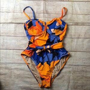 Tabitha Brown for Target One-Piece Floral Swimsuit in Orange and Blue